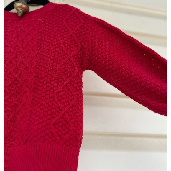 Baby Gap dark red long sleeved knitted 100%cotton sweater,front/wrists ruched 3T - Picture 7 of 10